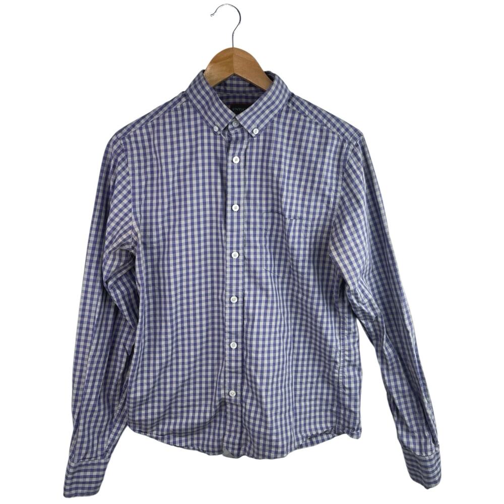 UNTUCKit Men's Blue White Plaid Checkered Long Sleeve Button Down Shirt Top Sz S